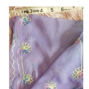 Indian Blue to Purple Ombre Silk Scarf with Embroidery